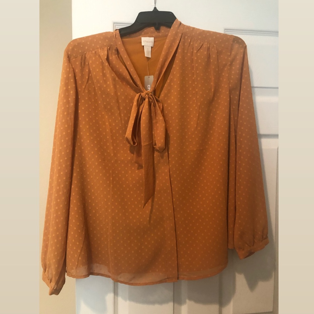 Chico’s mustard colored blouse. NWT